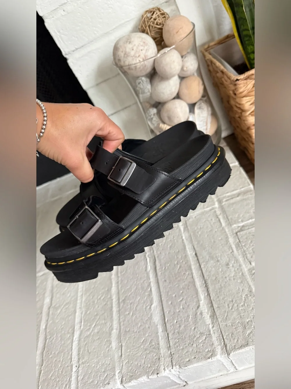 Dr. Martens Josef Hydro Leather Platform Sandals Black Double Buckle EU 38 US 6 - Picture 4 of 11